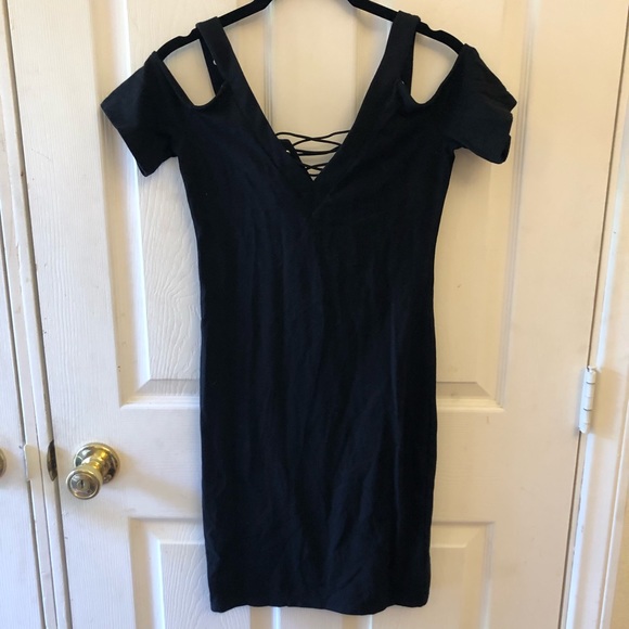 NWOT Mini Tight Fitting Black Dress SZ. M - Picture 3 of 4